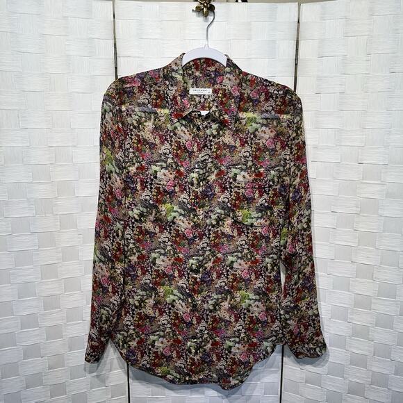 Equipment Femme Floral Silk Button Down Blouse Long Sleeve Shirt Womens Small - Picture 6 of 6
